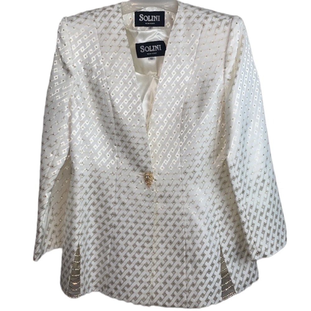 Solini New York size 10 Rare gorgeous gold accent jacket with cami